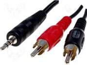 JACK - RCA Audio kábel 0.2m, 3.5mm jack apa - 2xRCA