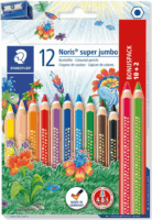 Stadtler "Noris Super Jumbo" Háromszögletű színes ceruza készlet hegyezővel - 10+2 különböző szín (12 db)