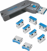 LogiLink AU0045 USB portzáró USB kulccsal (8+1 db / csomag) - Szürke/Kék