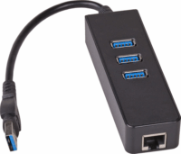 Akyga AK-AD-32 USB 3.0 HUB (3 port + 1 db RJ45) Fekete