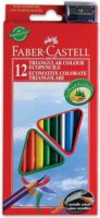 Faber-Castell 120512 Háromszögletű Színes ceruza készlet - 12 darabos ajándék hegyezővel