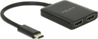 Delock 87719 USB-C apa - 2x HDMI anya adapter - Fekete