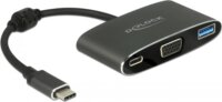 Delock 62992 USB-C apa > VGA anya (DP Alt mód) + USB-A + USB-C Adapter - Fekete