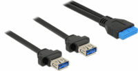DeLOCK 85244 19pin USB 3.0 header anya -> 2x USB 3.0 anya kábel 0.8m - Fekete