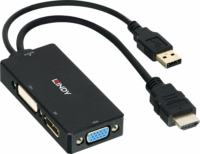 Lindy 38182 HDMI apa - DisplayPort anya/DVI anya/VGA anya Konverter Fekete