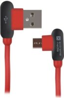 Natec NKA-1199 Extreme Media USB-A apa 90° - MicroUSB apa 90° Adat- és töltőkábel 1m - Piros