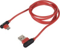 Natec NKA-1201 Extreme Media USB-A apa 90° - USB-C apa 90° Adat- és töltőkábel 1m - Piros