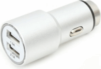 Omega USB 2 portos autós töltő (5V / 2.1A) - Ezüst