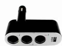 Delight 55049 Szivargyújtó elosztó: 3 aljzat + USB töltő 70W Fekete/Ezüst