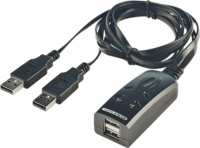 Lindy 32165 2 portos KM kábel 1.1m - Fekete