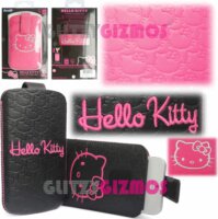 Hello Kitty Univerzális Telefontartó Bőr Tok 3.5" - Fekete-Pink