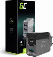 Green Cell Hálózati 3xUSB töltő Quick Charge 3.0 funkióval 30W Fekete