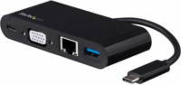 Startech DKT30CVAGPD USB-C - VGA + RJ45 + USB-A anya Adapter - Fekete