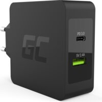 Green Cell Hálózati töltő 2 kimenet: USB-C + USB 45W Fekete