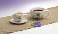 250ml Porcelán Kávéscsésze + alj - Levendula mintás