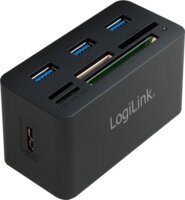 Logilink CR0042 USB 3.0 HUB (3 port) + Kártyaolvasó Fekete