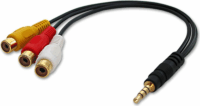 Lindy 35539 1x Audio Jack - 3 x RCA adapter kábel - Fekete