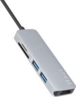 Vcom CU430M USB3.1-C apa - HDMI-A+2xUSB3.0+MicroSD+SD Adapter - Ezüst