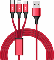 Unitek C4049RD USB-A - Micro USB + USB-C + Lightning (apa -apa) kábel 1.2m - Piros