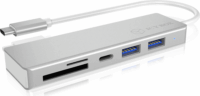 IcyBox IB-HUB1413-CR USB 3.0 HUB (2+1 port) Kártyaolvasóval - Ezüst