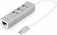 Digitus DA-70253 USB 2.0 HUB (3 port) Ethernettel - Ezüst