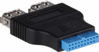 Akyga AK-CA-58 20 pin USB - 2x USB-A (anya - anya) adapter - Fekete