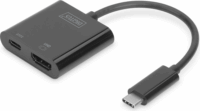 Digitus DA-70856 USB-C apa - HDMI + USB-C anya Adapter - Fekete
