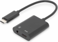 Digitus USB-C-típusú Splitter kábel (USB-C apa - 3.5mm jack + USB-C anya) 0.2m - Fekete