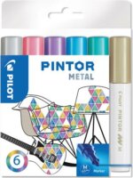 Pilot Pintor M 1.4mm Dekormarker - Metál színek (6db)