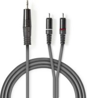 Nedis JACK - RCA Sztereó audiokábel 3m (3.5mm jack apa - 2xRCA apa) Szürke