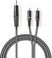 Nedis JACK - RCA Sztereó audiokábel 3m (3.5mm jack apa - 2xRCA apa) Szürke