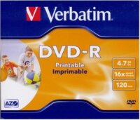 Verbatim DVD-R 4,7 GB, 16x, normál tokban, szélesen nyomtatható, matt, "ID"