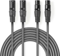 Nedis XLR - XLR Egyensúlyozott audió kábel 1.5m (2xXLR apa - 2xXLR anya) Szürke