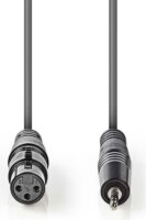 Nedis XLR - JACK Egyensúlyozott audiokábel 1m (XLR anya - 3.5mm jack apa) Szürke