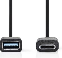 Nedis CCGP61710BK02 USB-C apa - USB-A anya Adat- és töltőkábel 0.15m - Fekete