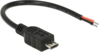 Delock Cable USB 2.0 Micro-B apa > 2 x Szabad kábelvég Raspberry Pi tápellátására 0.1m Fekete