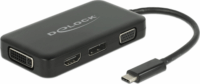 Delock 63929 USB-C apa - (VGA + HDMI + DVI + DisplayPort) anya Adapter - Fekete