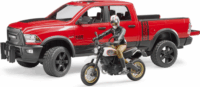 Bruder RAM 2500 Power Wagon és Ducati Desert Sled motorkerékpár versenyzővel (1:16)