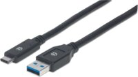 Manhattan USB3.1-C - USB3.0-A Adat- és töltőkábel 3m - Fekete