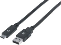 Manhattan USB3.1-C - USB3.0-A Adat- és töltőkábel 2m - Fekete