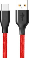 Cellect Szövetborítású USB apa - USB-C apa Adat- és töltőkábel 1m - Piros