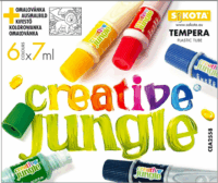 Sakota CEA2558 Creative Jungle: Tubusos tempera készlet kifestővel - 6 színű