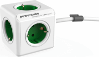 Allocacoc PowerCube Extended 4 csatlakozós elosztó 2 USB porttal - Fehér/Zöld