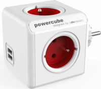 Allocacoc PowerCube Original 4 csatlakozós elosztó 2 USB porttal - Piros