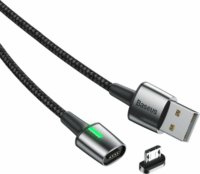 Baseus Magnetic Zinc USB-A apa - Mágneses MicroUSB apa Adat- és töltőkábel 1m - Fekete