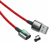 Baseus Magnetic Zinc USB-A apa - Mágneses MicroUSB apa Adat- és töltőkábel 2m - Piros