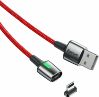 Baseus Magnetic Zinc USB-A apa - Mágneses Lightning apa Adat- és töltőkábel 1m - Piros