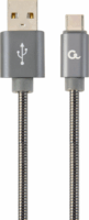 Gembird Prémium USB-A apa - USB-C apa Adat- és töltőkábel 2m - Metál szürke