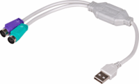 Akyga USB-A apa - 2x PS/2 anya Adapter 0.25m - Fehér
