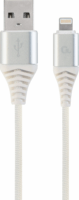 Gembird Premium USB apa - Lightning apa iPhone töltőkábel 1m - Ezüst/Fehér